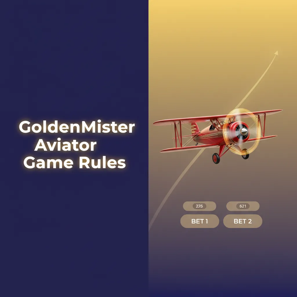 GoldenMister Aviator crash game rules: cash out before the plane flies away; multiplier climbs; up to two bets.
