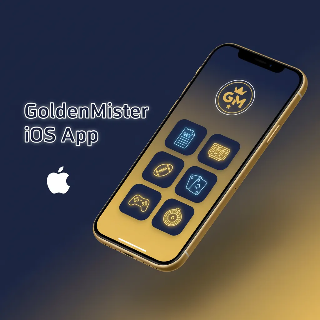 GoldenMister iOS app for iPhone and iPad with sports, casino, payments, support; fast navigation and quick bet placement.