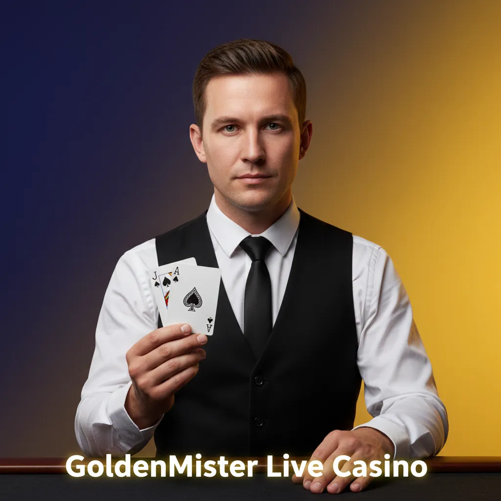 GoldenMister Live Casino: HD live tables with professional dealers and games like Lightning Roulette, Crazy Time, Blackjack.